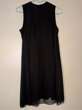 Sleeveless Black Dress with High Neck